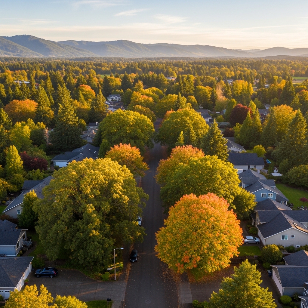 Lane County Oregon landscape aerial view